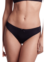 Culotte noire en dentelle avec nœud en satin - PF09LBLK