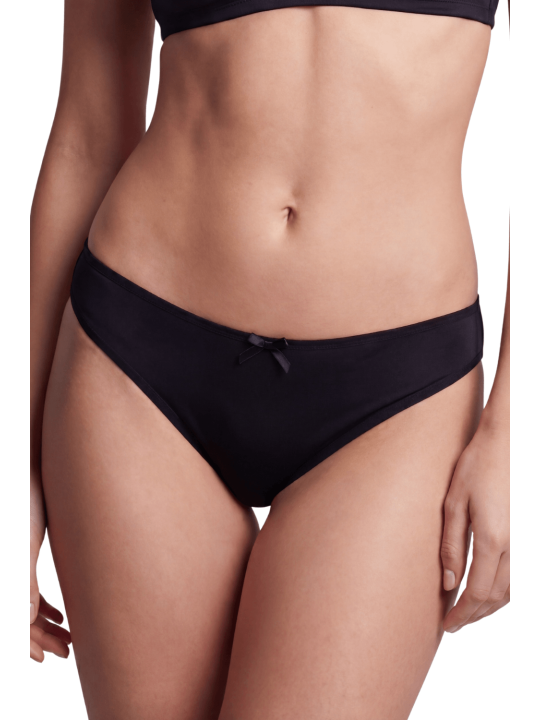 Culotte noire en dentelle avec nœud en satin - PF09LBLK