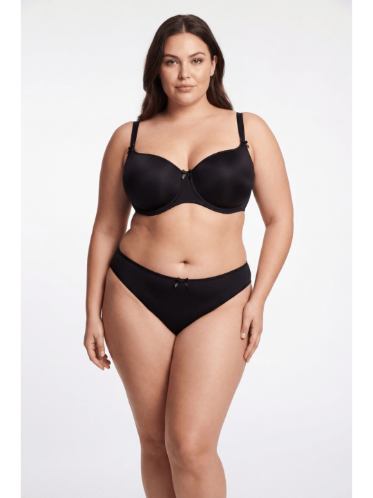 Culotte noire en dentelle avec nœud en satin - PF09LBLK