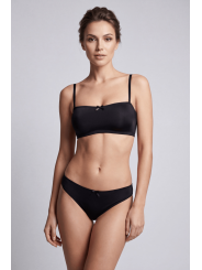 Culotte noire en dentelle avec nœud en satin - PF09LBLK