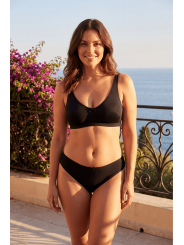Culotte noire en dentelle avec nœud en satin - PF09LBLK