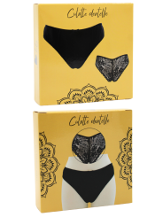 Culotte noire en dentelle avec nœud en satin - PF09LBLK