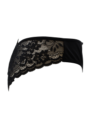 Culotte noire en dentelle avec nœud en satin - PF09LBLK