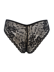 Culotte noire en dentelle avec nœud en satin - PF09LBLK