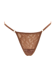 String taupe en dentelle avec bijou cœur doré - PA02MBRW