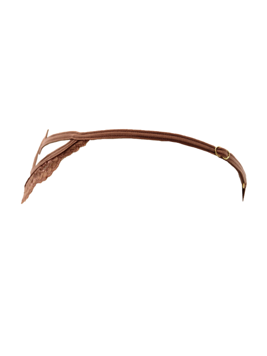 String taupe en dentelle avec bijou cœur doré - PA02MBRW