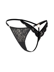 String noir en dentelle avec bijou cœur doré - PA02MBLK