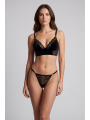 String noir en dentelle avec bijou cœur doré - PA02MBLK