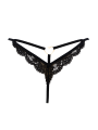 String noir en dentelle avec bijou cœur doré - PA02MBLK