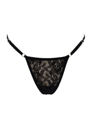 String noir en dentelle avec bijou cœur doré - PA02MBLK