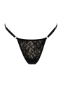 String noir en dentelle avec bijou cœur doré - PA02MBLK