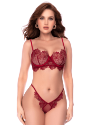 Ensemble 2 pièces en dentelle brodée bois de rose - Mapalé