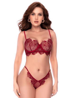 Ensemble 2 pièces en dentelle brodée bois de rose - Mapalé