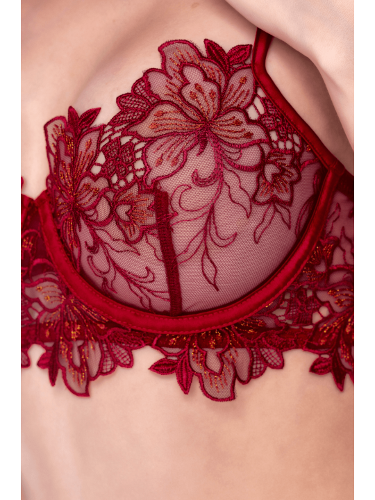 Ensemble 2 pièces en dentelle brodée bois de rose - Mapalé
