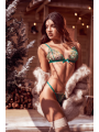 Ensemble 2 pièces vert aurore avec soutien-gorge brodé transparent et string - Mapalé