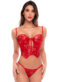 Ensemble 2 pièces rouge écarlate avec bustier brodé de sequins et string - Mapalé