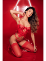 Ensemble 2 pièces rouge écarlate avec bustier brodé de sequins et string - Mapalé
