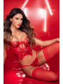 Ensemble 2 pièces rouge écarlate avec bustier brodé de sequins et string - Mapalé