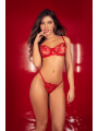 Ensemble 2 pièces rouge rubis avec soutien-gorge brodé à armatures et string - Mapalé