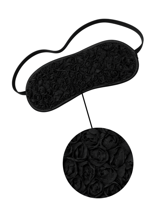 Bandeau pour les yeux noir avec fleurs en tissu en relief - Dreamy Fetish