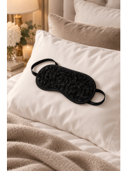 Bandeau pour les yeux noir avec fleurs en tissu en relief - Dreamy Fetish